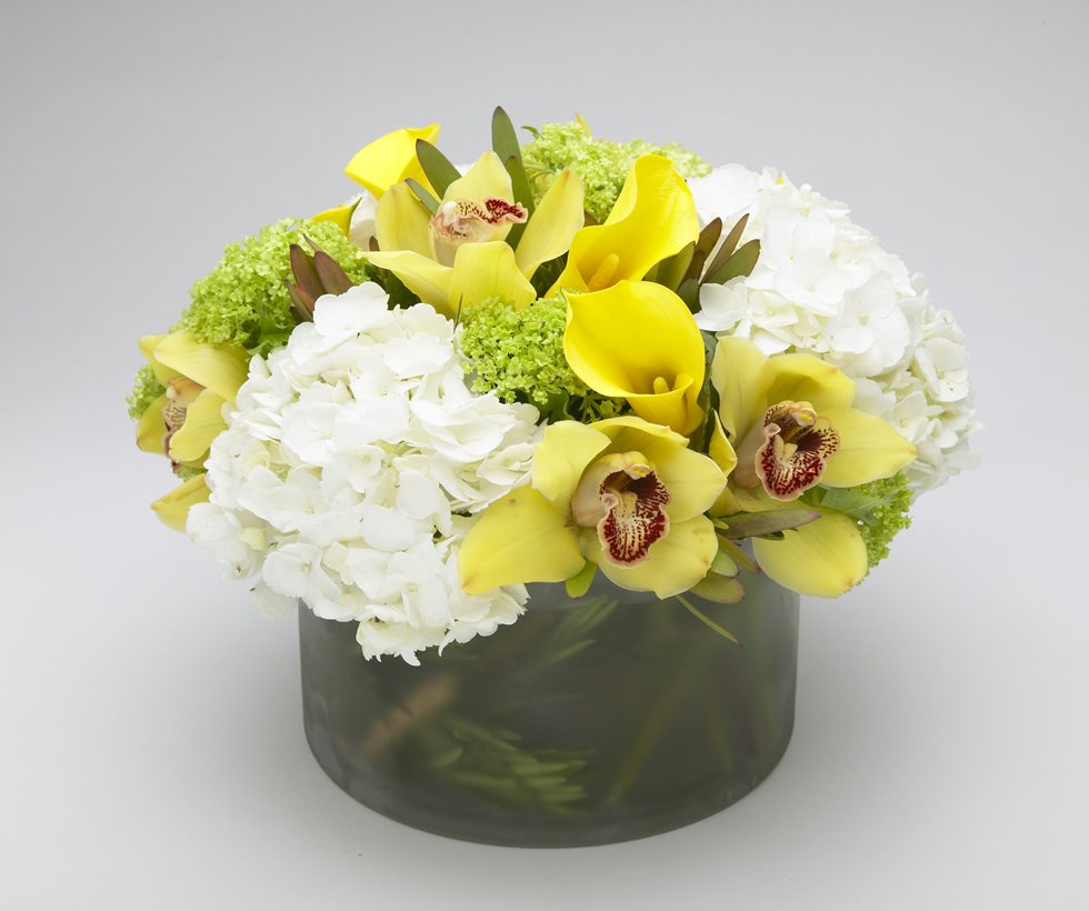 yellow lily flower arrangement Yellow Bird Calla Lily Arrangement